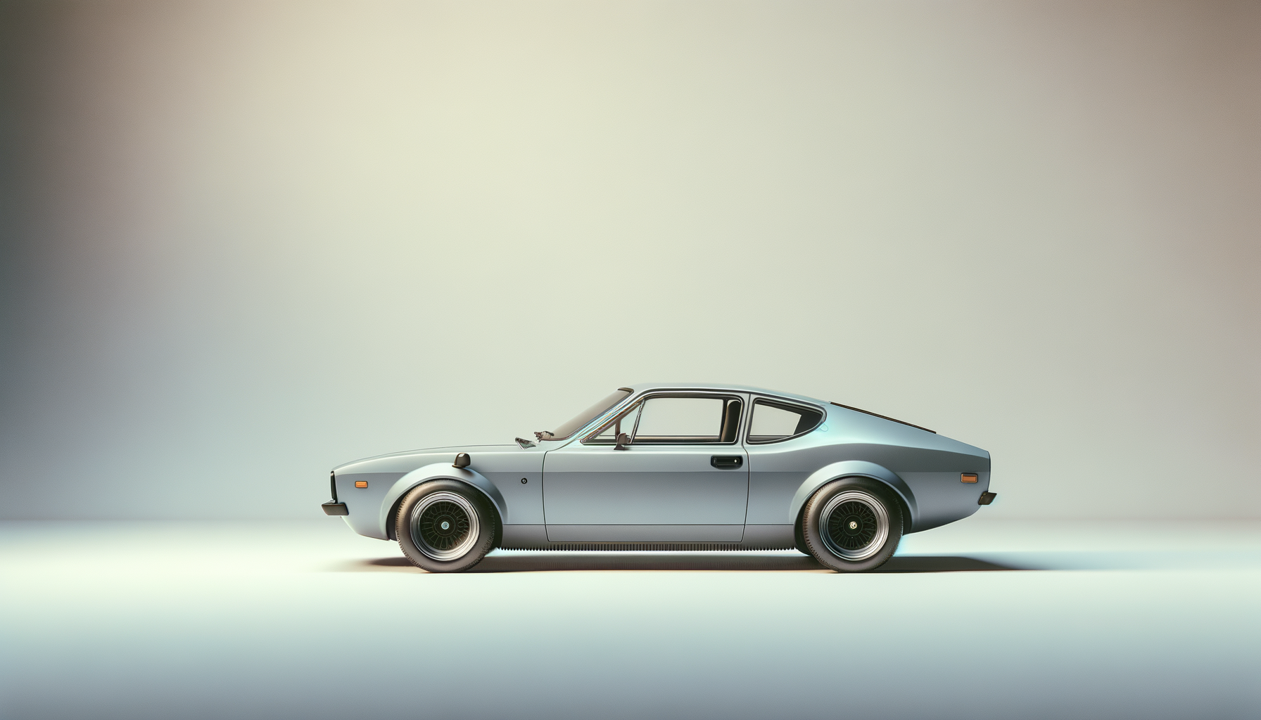 Silver-blue classic coupe in a studio
